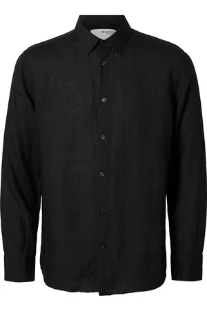 SELECTED Slhregkylian-Linen Shirt Ls Classic Noos Tops Shirts Casual Black
