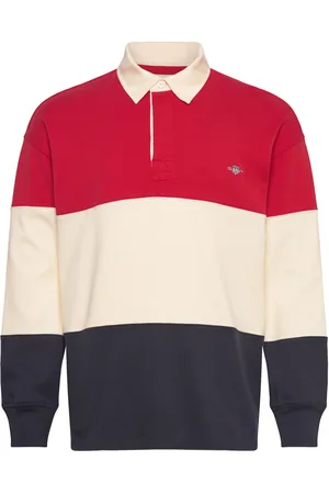 GANT Blocked Heavy Rugger Tops Polos Long-sleeved Red