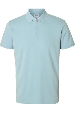 SELECTED Slhfave Zip Ss Polo Noos Tops Polos Short-sleeved Blue