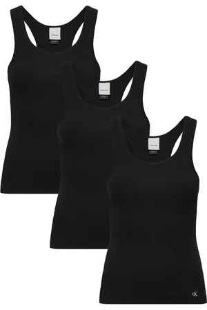 Calvin Klein Scoop Neck Cotton Tank 3Pk Topp Black