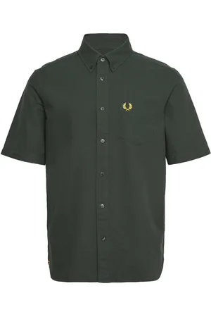 Fred Perry Oxford Shirt Designers Shirts Short-sleeved Shirts Khaki Green