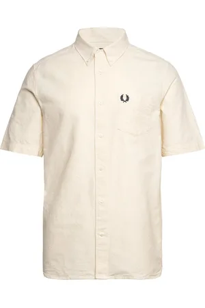 Fred Perry Oxford Shirt Designers Shirts Short-sleeved Shirts Cream