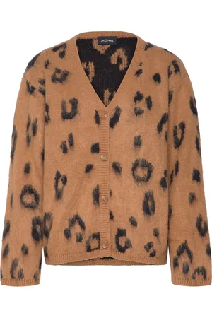 Monki Fluffy Knit Cardigan Tops Knitwear Cardigans Brown