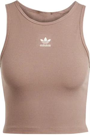 adidas Ess Rib Tank Sport Sport Clothing Sports Tops & T-shirts Sport Crop Tops Sport Sleeveless Crop Tops Brown
