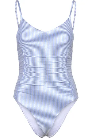 Beck Söndergaard Striba Gathered Bea Swimsuit Badedrakt Badetøy Blue