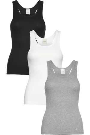 Calvin Klein Scoop Neck Cotton Tank 3Pk Topp Black