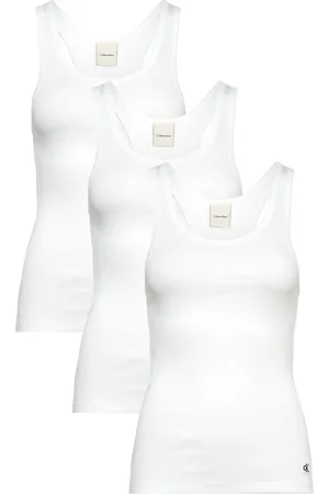 Calvin Klein Scoop Neck Cotton Tank 3Pk Topp White