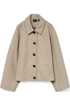 VERO MODA Vmfortunemie Short Jacket Ga Noos Ulljakke Jakke Beige