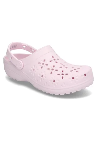 Crocs Classic Floral Cut Out Clog Shoes Mules & Slip-ins Flat Mules Pink