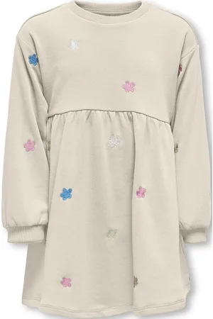 ONLY Kmglavina Life L/S Ck Embdress Ub Swt Dresses & Skirts Dresses Casual Dresses Long-sleeved Casual Dresses Cream