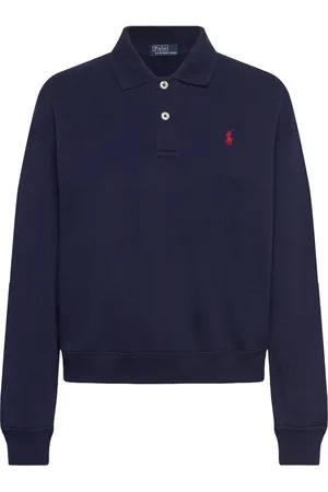 Ralph Lauren Polo-Collar Fleece Pullover Tops T-shirts & Tops Polos Navy