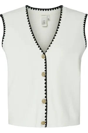 Y.A.S Contra Sl Knit Vest S. Vests Knitted Vests White