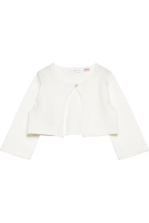 MANGO Openwork Detail Knit Cardigan Tops Knitwear Cardigans White
