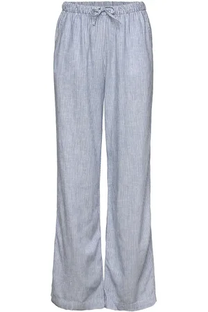 Lindex Trousers Linen Blend Bottoms Trousers Blue