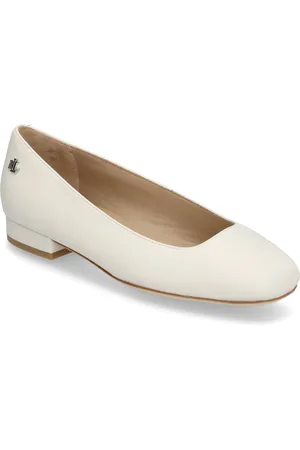 Ralph Lauren Emellie Nappa Leather Ballet Flat Ballerinasko Ballerinaer White