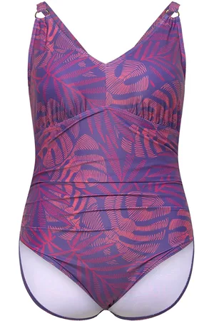 Speedo Womens Shaping Printed V Neck 1 Piece Sport Women Sport Clothing Sport Swimwear Sport Swimsuits Purple