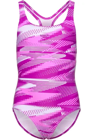 Speedo Girls Hyperboom Allover Medalist Sport Swimsuits Pink