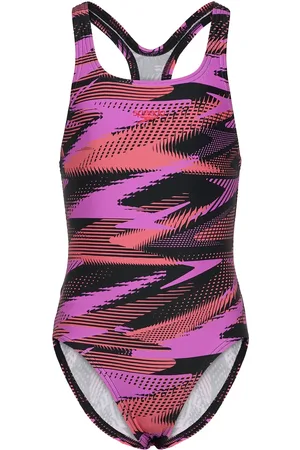 Speedo Girls Hyperboom Allover Medalist Sport Swimsuits Purple
