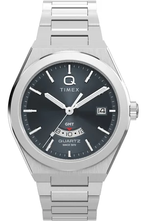 Timex Q Continental Gmt Sst Case Black Dial Bracelet Accessories Watches Analog Watches Silver