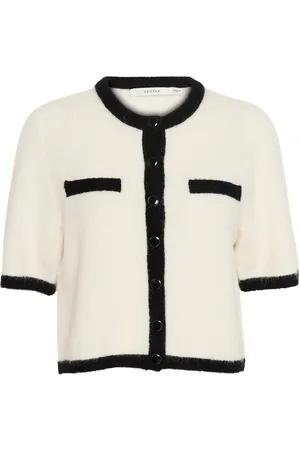 Gestuz Gzalpha Contrast Cardigan Tops Knitwear Cardigans White