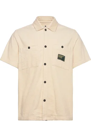 Anerkjendt Aktheo Corduroy S/S Shirt Tops Shirts Short-sleeved Shirts Beige