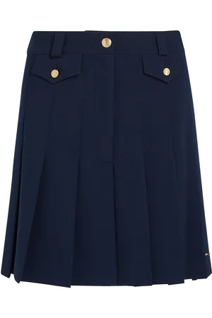 Tommy Hilfiger Gold Button Pleated Mini Skirt Skirts Short Skirts Navy