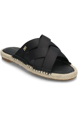 Tommy Hilfiger Satin Espadrille Mule Flate Sandaler Black