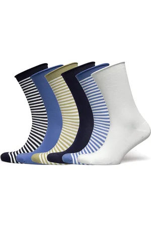 Ralph Lauren Striped Stretch Roll-Top Sock 6-Pack Lingerie Socks Regular Socks Blue