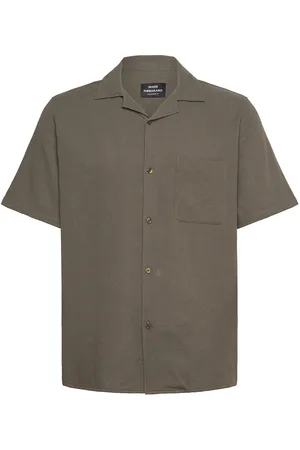 Mads Norgaard Texture Kenji Shirt Ss Tops Shirts Short-sleeved Shirts Brown