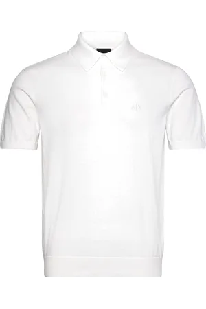 Armani Exchange Knit Polo Tops Knitwear Short Sleeve Knitted Polos White