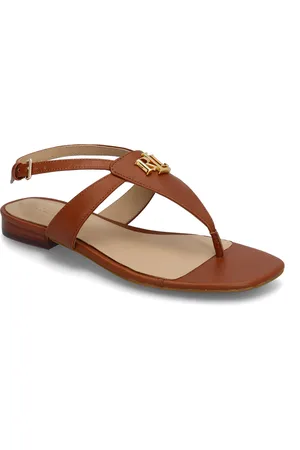 Ralph Lauren Everley Calfskin Sandal Flate Sandaler Brown