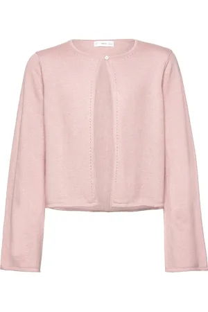 MANGO Fine-Knit Cotton Cardigan Tops Knitwear Cardigans Pink