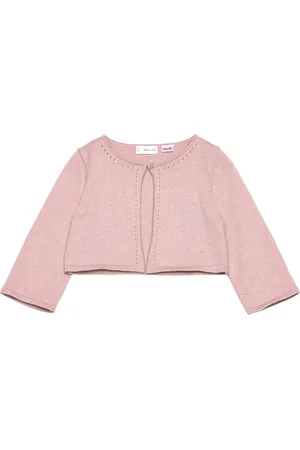 MANGO Openwork Detail Knit Cardigan Tops Knitwear Cardigans Pink