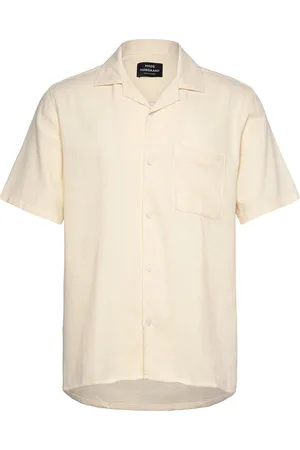 Mads Norgaard Texture Kenji Shirt Ss Tops Shirts Short-sleeved Shirts Cream