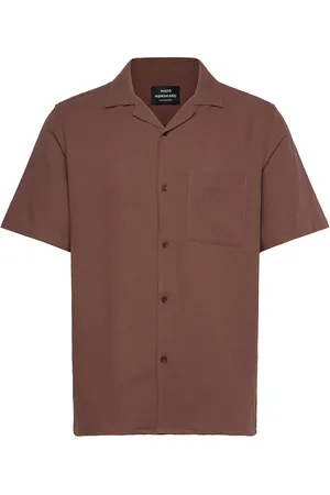 Mads Norgaard Texture Kenji Shirt Ss Tops Shirts Short-sleeved Shirts Brown