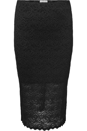 ONLY Carrosil Calf Lace Slit Skirt Jrs Skirts Knee-length & Midi Skirts Black