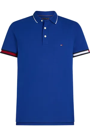 Tommy Hilfiger Flag Cuff Slim Fit Polo Tops Polos Short-sleeved Blue