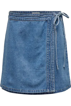 ONLY Onlvilla Wrap Tie Skirt Dnm Gua Kort Skjørt Blue