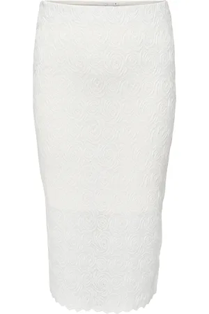 ONLY Carrosil Calf Lace Slit Skirt Jrs Skirts Knee-length & Midi Skirts White