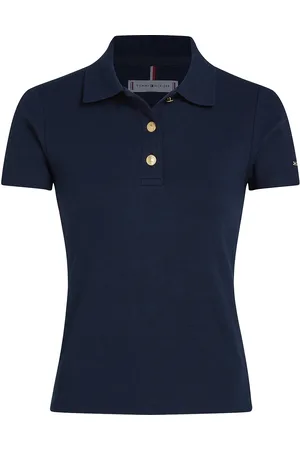 Tommy Hilfiger Slim Gold Button Polo Ss Tops T-shirts & Tops Polos Navy