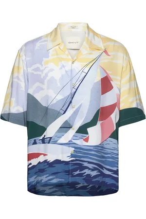 GANT Rel Scenery Sailing Shirt Tops Shirts Short-sleeved Shirts Blue
