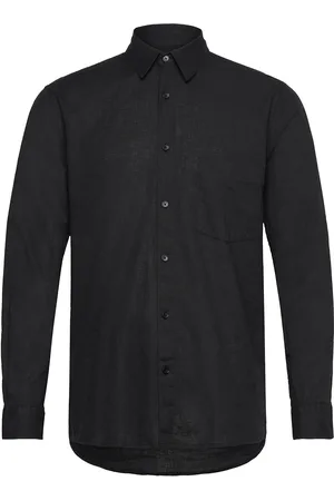 Mads Norgaard Cotton Linen Sune Shirt Tops Shirts Linen Shirts Black