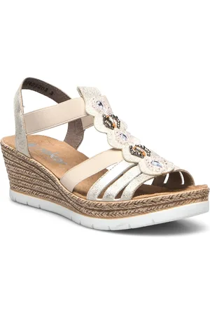 Rieker 619B2-60 Sandal Med Hæl Espadrilles Beige