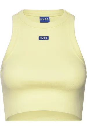 Hugo Blue Baby Tank_B Tops Crop Tops Sleeveless Crop Tops Yellow