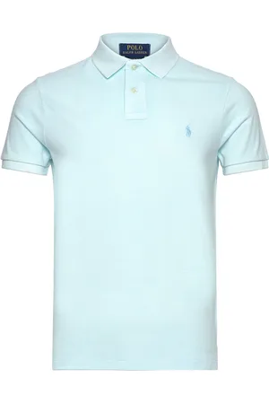 Ralph Lauren Custom Slim Mineral-Dyed Mesh Polo Shirt Tops Polos Short-sleeved Blue