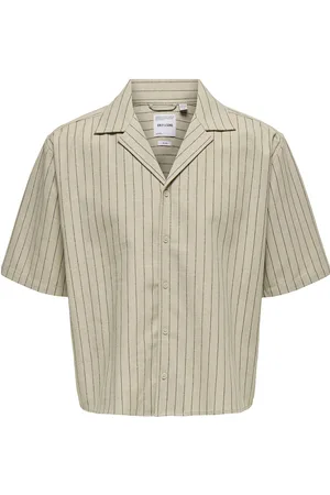 Only & Sons Onsemilo Rlx Ss Linen Resort Shirt 0256 Tops Shirts Short-sleeved Shirts Beige