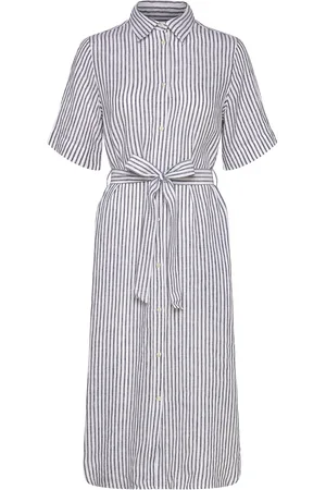 GANT Reg Linen Striped Shirt Dress Dresses Shirt Dresses Blue
