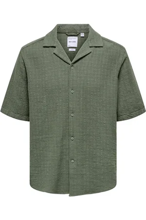 Only & Sons Onslatham Reg Resort Lin Struc 0257 Noos Tops Shirts Short-sleeved Shirts Green