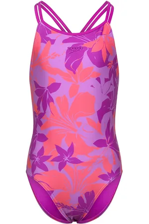 Speedo Girls Printed Twinstrap Badedrakt Badetøy Purple