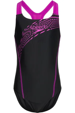 Speedo Girls Medley Logo Medalist Sport Swimsuits Black